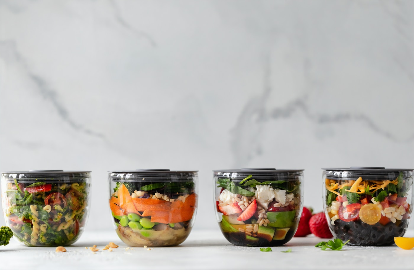 Meal-prep containers portioned for the week